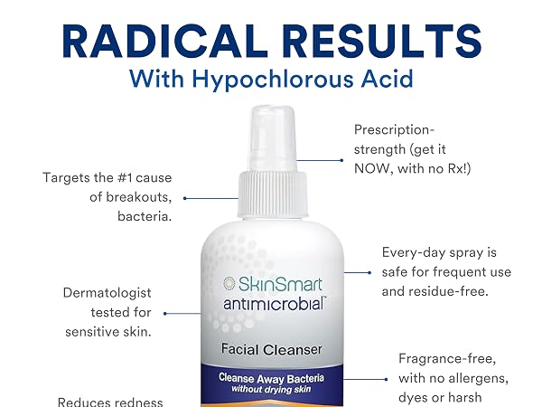 SkinSmart Antimicrobial Facial Cleanser For Acne, Targets Bacteria For Active Teenage Athletes