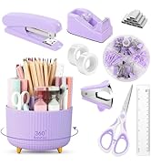 SKYDUE Purple Office Supplies Set, Purple Office Desk Accessories 10PCS, Pencil Holder for Desk, ...
