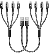 RULUS Short Multi Charging Cable [2Pack/35CM] Multi USB Cable 4 in 1 Multi Charger Fast Charger C...