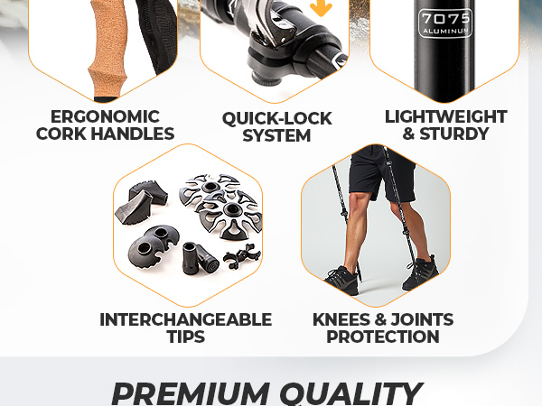 adjustable trekking poles ergonomic grip sweat absorbing hiking sticks anti shock walking pole