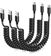 Besgoods Coiled USB C Cable for Car, 3ft Retractable Car Charger Type C Fast Charging Cord 60W 3A...