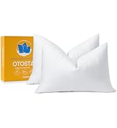 OTOSTAR Pack of 2 Down and Feather Throw Pillow Inserts, 12 x 20 Soft Fluffy Pillow Inserts with ...