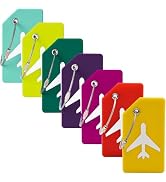 7 Pack Silicone Luggage Tag Travel Suitcase Tags with Name ID Card Perfect to Quickly Spot Baggag...