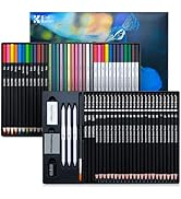 Kird Barken 70 PCS Art Supply Drawing Set, Pro Art Supplies with Tutorial,Colored, Graphite, Char...