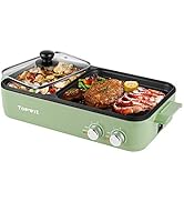 Topwit Shabu Shabu Pot with Grill, 2 in 1 Indoor Non-Stick Shabu Shabu Pot and Griddle for Korean...