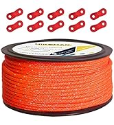 Hikeman 50m Reflective Guyline Solid Braid Nylon Camping Rope with Aluminum Adjuster Cord Tension...