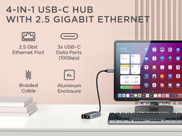 4-in-1 USB-C Hub with 2.5 Gigabit Ethernet