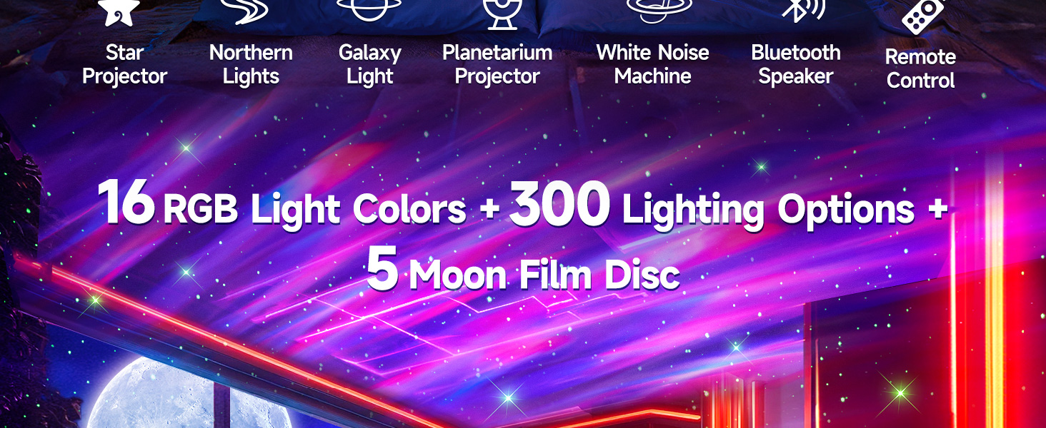 galaxy projector light for bedroom creates a relaxing and romantic atmosphere