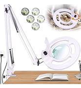 10X Magnifying Glass with Light and Stand, NUEYiO 2200 Lumens Stepless Dimming LED Magnifier Lamp...