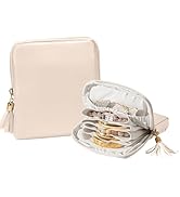 shunmei Jewelry Travel Pouch, Mini Travel Jewelry Bag, Leather Small Travel Jewelry Case, Necklac...