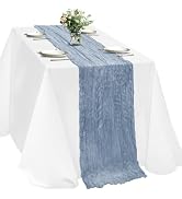 Dusty Blue Cheesecloth Table Runner, 120 inch 10ft Boho Rustic Gauze Cheese Cloth Runner for Wedd...