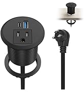 XBA 2inch Desktop Power Grommet Recessed Power Strip with PD 20W USB C,AC Outlet and 18W USB A Ch...