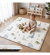 PaPaMat 1.5" Thick Baby Play Mat 50x50 Memory Foam Crawling Mat for Floor, Non-Slip Tummy Time Pl...