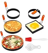 Hilsita 5pcs Egg Rings For Frying Eggs, Stainless Steel Crumpet Ring Mold Griddle Pancake Shapers...