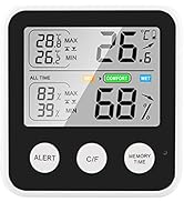 KKnoon Magnetic Temperature Humidity Meter,Digital Thermometer Hygrometer Thermo-Hygrometer with ...