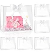Ohuimrt 12 Pack Clear Plastic Gift Bags with Handles, Reusable Party Favor Bags with Ribbon for W...