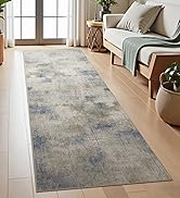 Joydeco 2x6 Runner Rug Modern Abstract Machine Washable Rug – Low Pile Faux Wool with Non-Slip Ba...