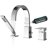 LOCALAND Brass Roman Tub Faucet with Handheld Sprayer, Deck Mount Bathtub Faucet with Hand Shower...
