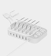 SooPii 70W 6 Port USB Charging Station with 2 AC Outlets,4 USB-A Ports and 2 USB C PD Ports,6pcs ...