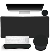 LIMKRIAN Black Large Mouse Pad Set, XXL Desk Matt for Desktop Decor | Ergonomic Wrist Rest Mouse ...
