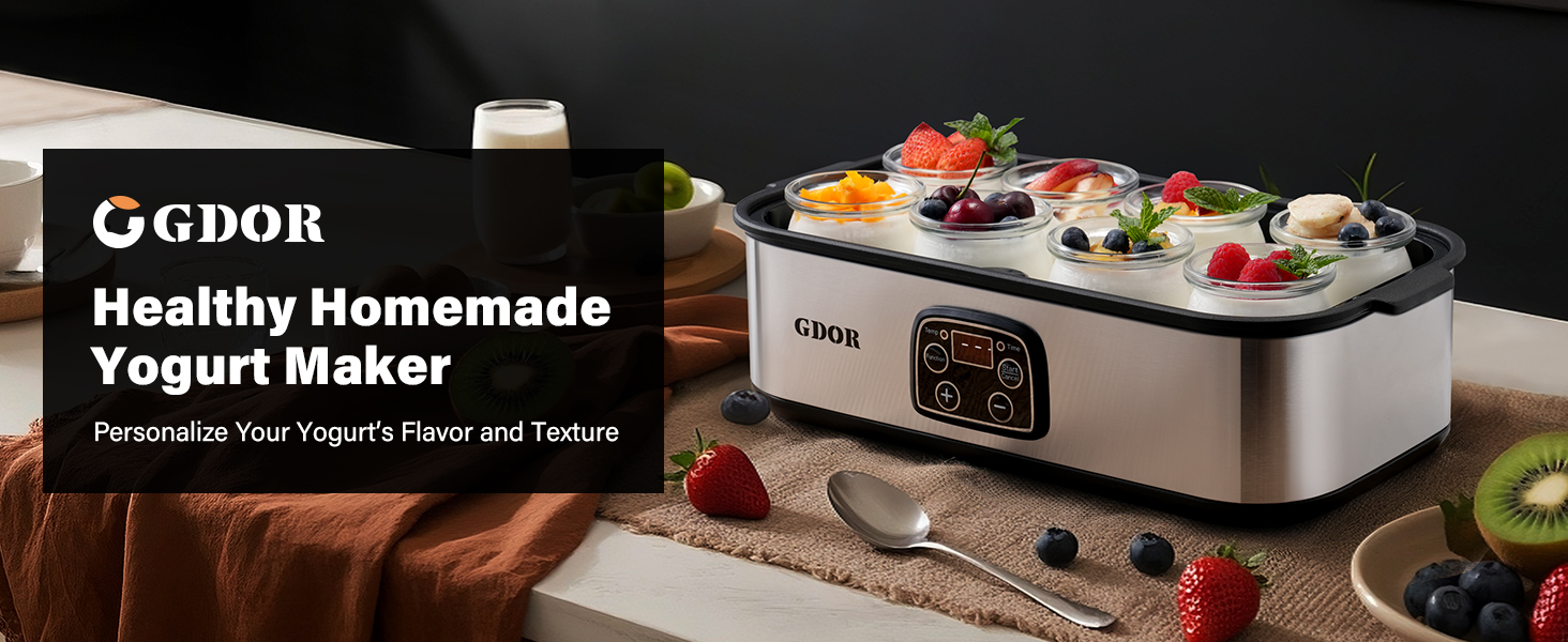 GDOR Healthy Homemade Yogurt Maker Personalize Your Yogurt’s Flavor and Texture