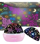 Night Light for Kids,Girls Unicorns and Star Light Projector 360 Degree Rotation 16 Colors Mode,K...