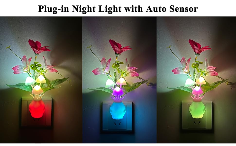 KAZGROTH Plug-in Flower Night Light with Auto Sensor for Home Decoration