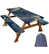 ANNA QUEEN Modern Abstract Art 6FT Picnic Table Cover with Bench Covers Set of 3 with Drawstring ...