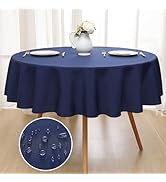 smiry Round Table Cloth, Waterproof Anti Scratch Polyester Tablecloth, Decorative Washable Fabric...
