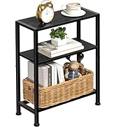 Narrow Side Table for Small Space, 2-Tier Small End Table with Shelf Holder, Slim Nightstand, Ski...