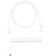 Kraken White Coiled Keyboard Cable - Artisan Coiled USB C Cable with Aviator Connector for Mechan...