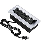 KYHSHJ Connection Box Desktop Pop Up Outlet with 2 USB Ports & 3 Outlets (Silver)