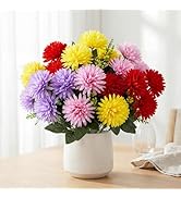 12 Bundles(60 Blooms) Artificial Mums for Outdoor Spring Summer Decor, Silk Faux Chrysanthemums F...