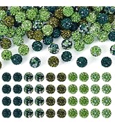 Sparkeads 100 Pcs Polymer Clay Rhinestone Beads Disco Ball Beads 10mm Round Bead Shiny Crystal Cl...