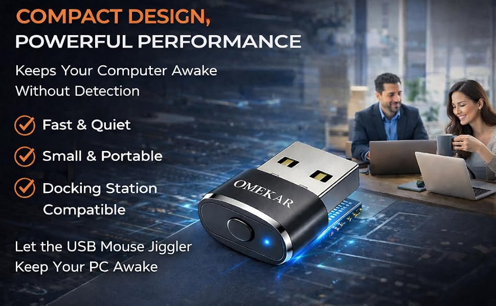 OMEKAR compact USB mouse jiggler hardware device for keeping computer active.