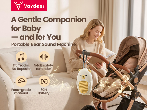 Vaydeer Baby Sound Machine for Sleep, White Noise Machine