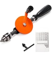 Cididu Manual Hand Drill 1/4-Inch Capacity, Speedy Hand Drill Set with 10 Pcs Drill Bits, Small H...
