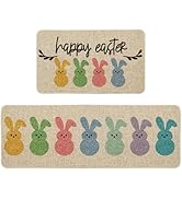 Artoid Mode Happy Easter Rabbits Decorative Kitchen Mats Set of 2, Home Seasonal Spring Easter Ho...