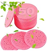 METUUTER 50 PCS Compressed Facial Sponges for Estheticians- 100% Natural Cellulose Face Sponge Pr...