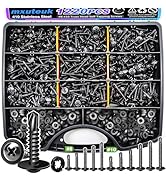 mxuteuk 1220PCS #8#10 Black Self Tapping Screws,410 Stainless Steel Self Drilling Screws for Meta...