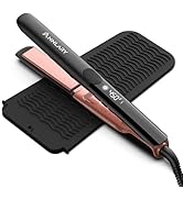 ANNLARY Hair Straightener with Heat-Resistant Silicone Mat Pouch, 1 Inch Professional Titanium Pl...
