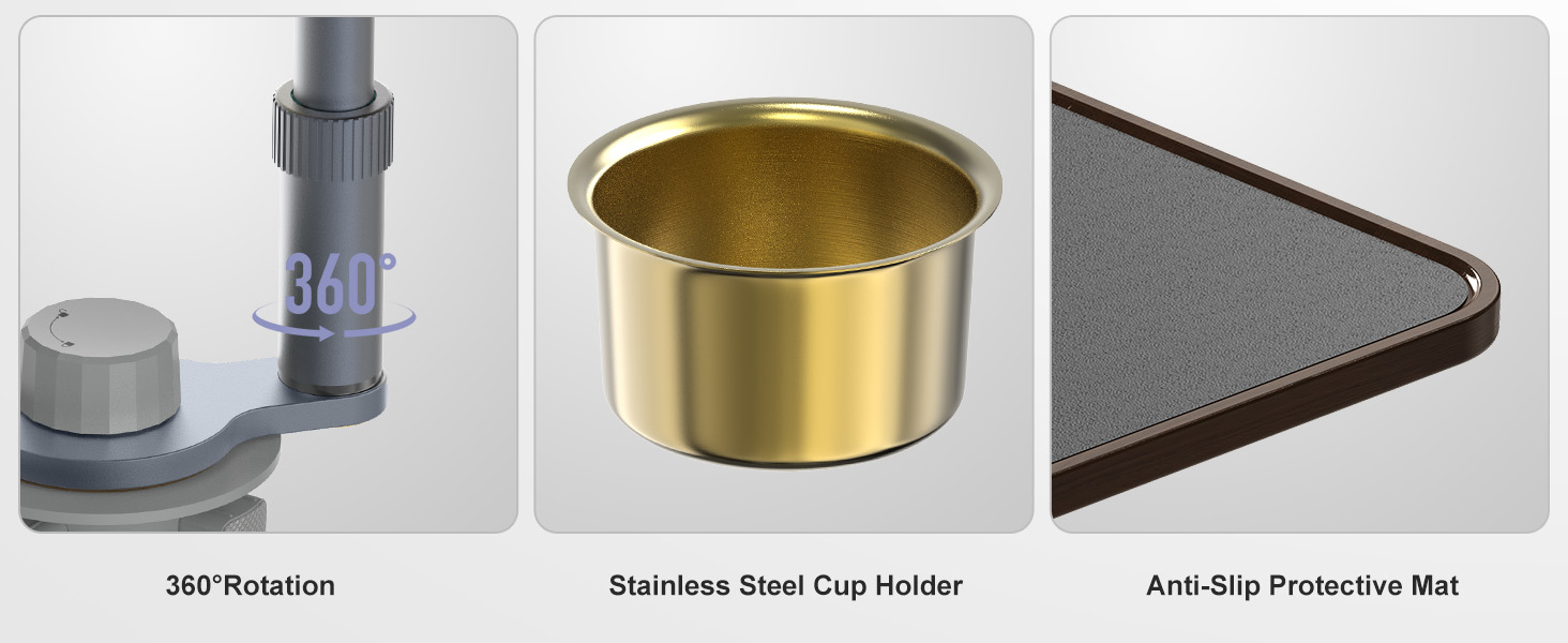 Car Desk Car Tray for Laptop &amp;amp;amp;amp; Food, Wooden Cup Holder Table with Adjustable Height