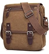 CAAORDKSO Vintage Canvas Crossbody Bag Shoulder Bag Travel Bag for Men, Small Messenger Satchel B...