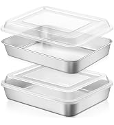 LIANYU Stainless Steel Baking Pan with Lid, 12? x 9¾ Inch Rectangle Pan | Sheet Cake Pan, Lasagna...