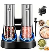 Electric Automatic Salt and Pepper Grinder Set of 2, Electric Pepper Grinder Mill Updated,USB Rec...