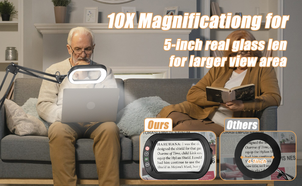 10x magnifying glass with light and stand