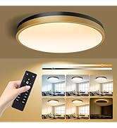 Lightania 13 Inch Flush Mount Ceiling Light with Remote Control &amp; Night Light, 5CCT Dimmable Ceil...