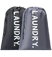 2 Pack XL Travel Laundry Bag, Machine Washable Dirty Clothes Organizer with Drawstring,Large Enou...