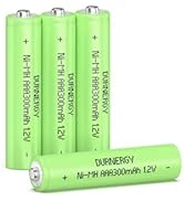 DURNERGY Rechargeable AAA Batteries 4 Pack, Triple A Battery, 300mah 1.2v NIMH AAA Rechargeable B...