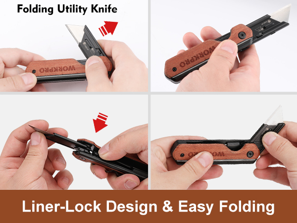 utility knife box cutter opener folding razor blade belt pocket heavy duty camping quick change